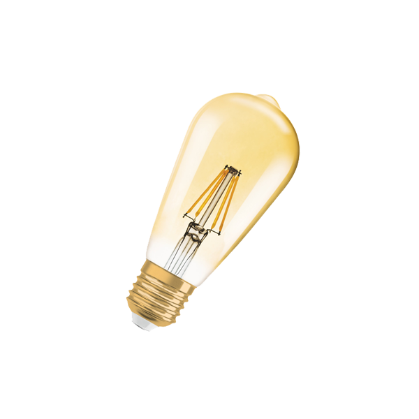 4W/2500K(=36W) E27  Vintage 1906  Edison FILAMENT GOLD  140x64мм - Светодиодная филаментная винтажная лампа Эдисон OSRAM