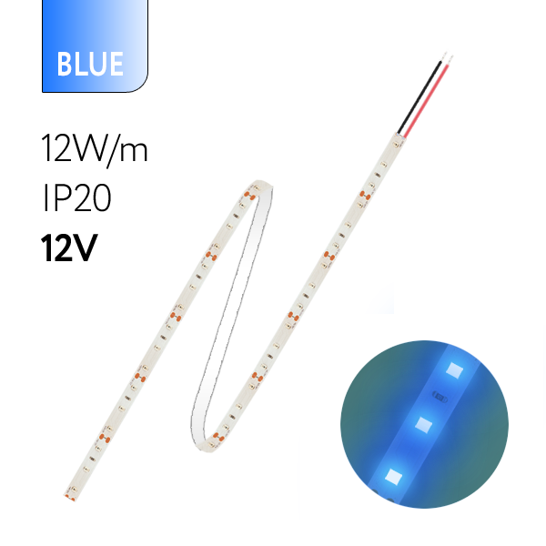 FL-Strip 2835 | 12V  IP20  BLUE  12W/m  1250Lm/m | Катушка - 5 метров | - Светодиодная лента FOTON LIGHTING